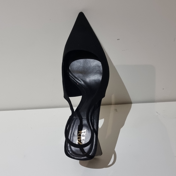 Zara Black Sling back Heels Size 39 - Picture 5 of 10